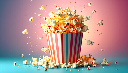 Dynamic Popcorn Bag with Popped Corn Flying for Fun Snack Branding