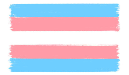 Grunge brush painted transgender flag. LGBTQI, pride month concept. 