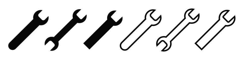 Wrench spanner tool and combination spanner open box. wrench and screwdriver repair and tool icons set. crossed wrenches tool repair service maintenance equipment .

