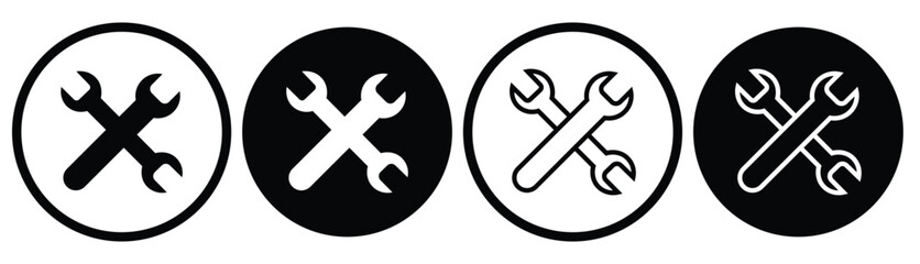 Wrench spanner tool and combination spanner open box. wrench and screwdriver repair and tool icons set. crossed wrenches tool repair service maintenance equipment .

