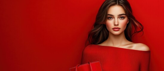 Woman in Red, Gift in Hand