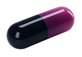 Isolated Black and Purple Pharmaceutical Capsule