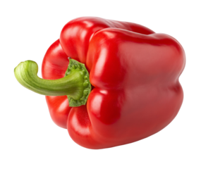 Fresh ripe red bell pepper isolated on white background for healthy eating and cooking concepts