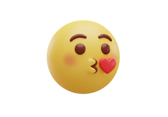 Isolated Yellow Kissing Face Emoji with Heart