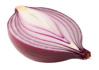 Fresh sliced red onion isolated on white background for cooking or salad preparation ingredient