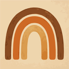 Abstract minimalist rainbow art with warm earthy tones and a textured distressed background creating a bohemian vibe