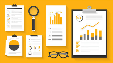 Customer needs analysis—survey icons and charts