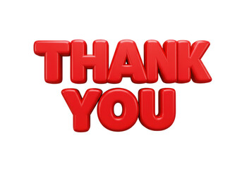Isolated Bold Red Thank You Message in 3D Style