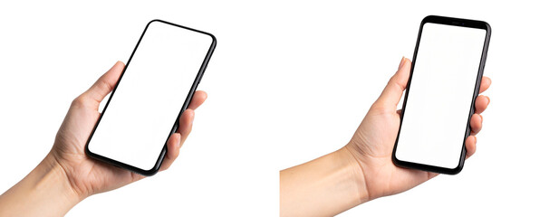 Mockup of Phone in Hand with Tilted Angle Transparent Background PNG