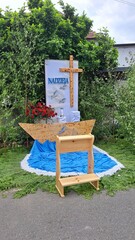 Dziewkowice June 19, 2025, altar for Corpus Christi with the text 'hope'.