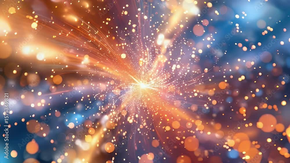 Aufkleber dynamic abstract visual with vibrant orange and blue hues creates a sense of energy and explosion wi