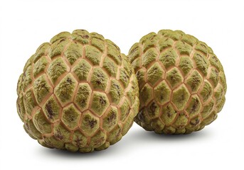 Obraz premium 鮮やか緑色 完熟チェリモヤ二個 背景白