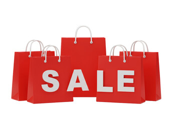 Isolated Red Shopping Bags with White SALE Text