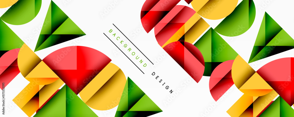 Poster abstract geometric shapes, vibrant colors, dynamic composition. modern design elements create visual
