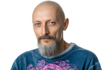 Portrait of a bald man with a goatee