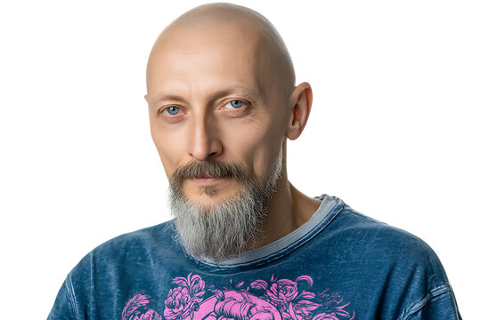 Portrait of a bald man with a goatee