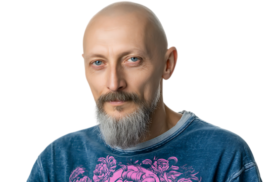 Portrait of a bald man with a goatee