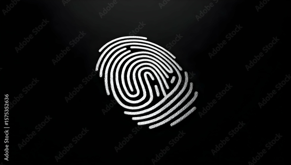 Poster a close-up image of a digital fingerprint against a dark backdrop, representing security, identity v
