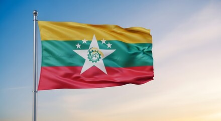 Fototapeta premium Waving Flag of Myanmar