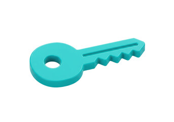 Isolated Turquoise Key with Angular Design