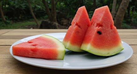 爽やか夏色スイカ 木漏れ日の中 美味しそう