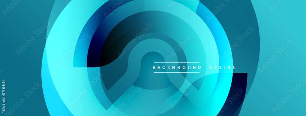Poster abstract blue layers create dynamic circular pattern. modern design element for backgrounds, present