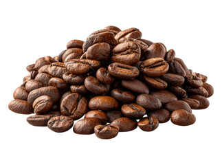 Naklejka premium Aromatic roasted coffee beans rich dark brown pile, On Transparent Background, Png