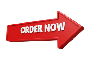 Isolated Red Arrow Pointing Right with Order Now Text
