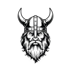 Viking Head Vector, Norse Warrior Illustration, Viking Helmet Beard Clipart, Ancient Scandinavian Warrior, Black and White Viking Design