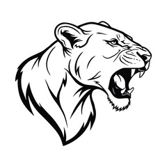 Lioness Head Vector, Roaring Lioness Illustration, Wild Female Lion Clipart, Jungle Predator Art, Fierce Lioness Drawing