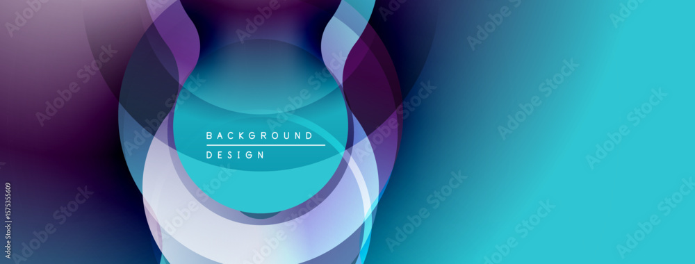 Poster Abstract layers create dynamic visual effect. Blue, purple hues dominate composition. Modern design element for backgrounds.