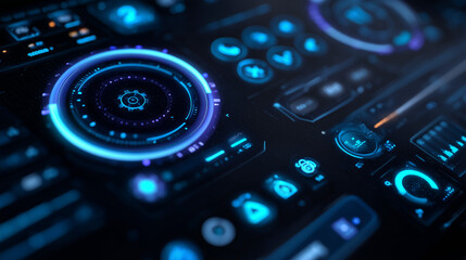 Futuristic dashboard with automation icons