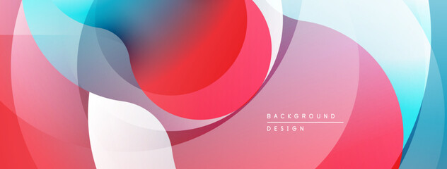 Abstract flowing shapes, vibrant colors, modern design. Overlapping layers create dynamic visual effect. Smooth gradients, soft textures.