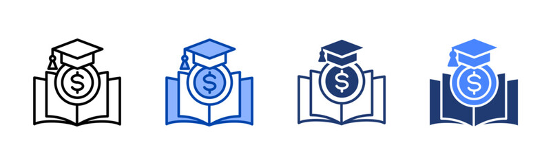 Financial Literacy icon set multiple style collection