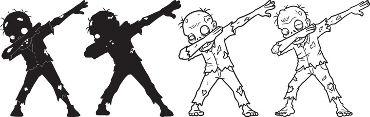 Dabbing Zombie Funny Cartoon Character silhouette