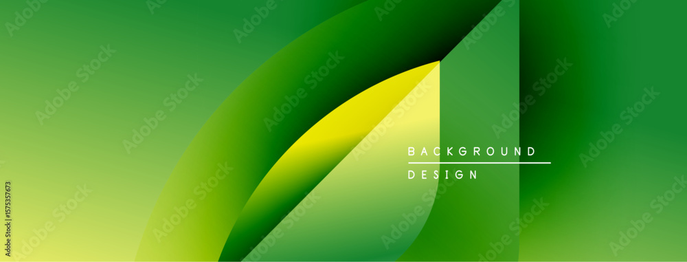 Poster Abstract green yellow gradient design. Modern dynamic shapes create flowing visual effect. Minimalist background suitable for presentations.