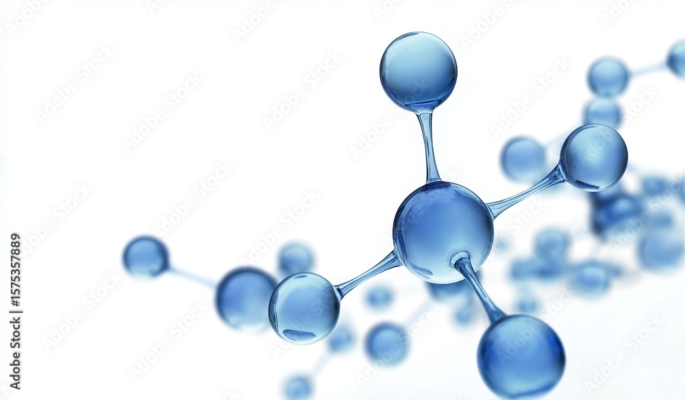 Aufkleber blue molecular structures on white background representing science and chemistry concepts with abstr