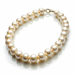 close up of pearl neckless on white background