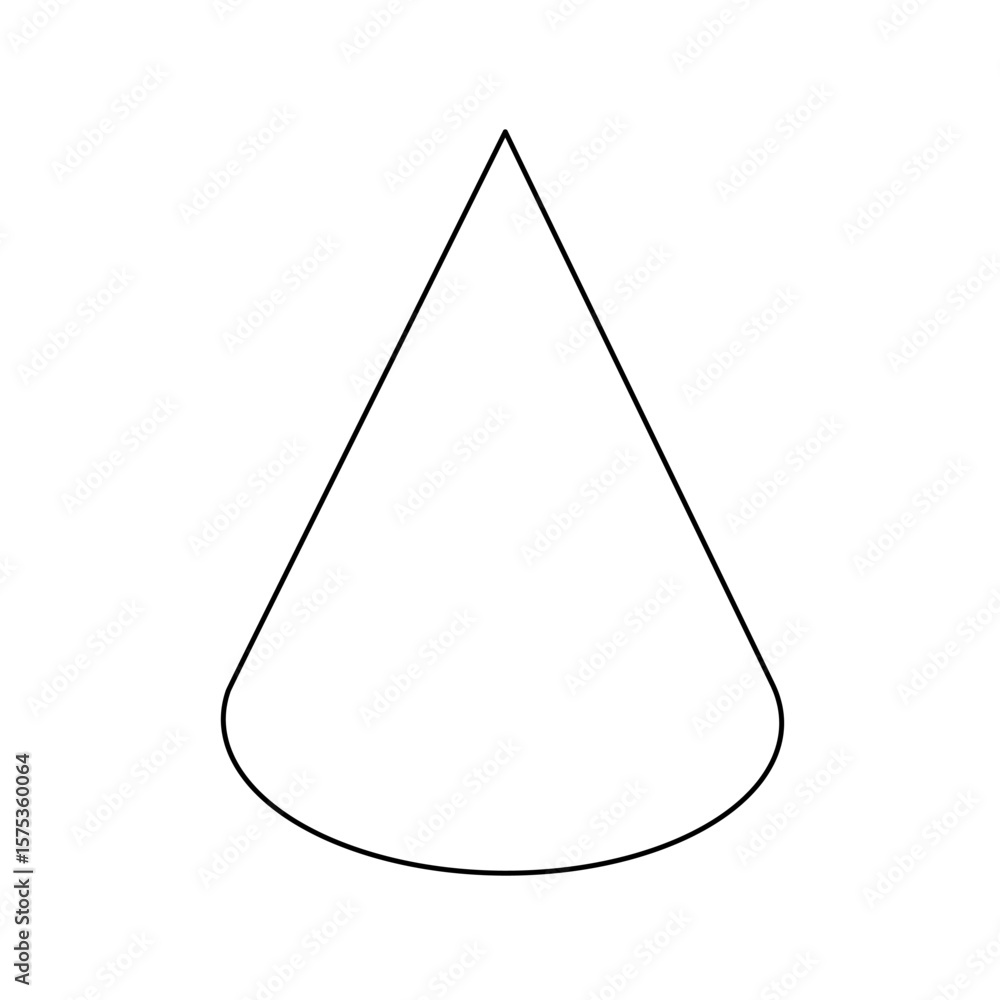 Poster the outline of a large cone is made with black lines. 3d view of the object in perspective. vector i