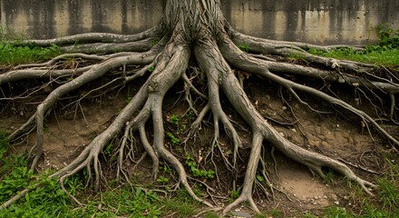 Obraz premium Exposed tree roots nature photography for environmental science and earth day images stock photos