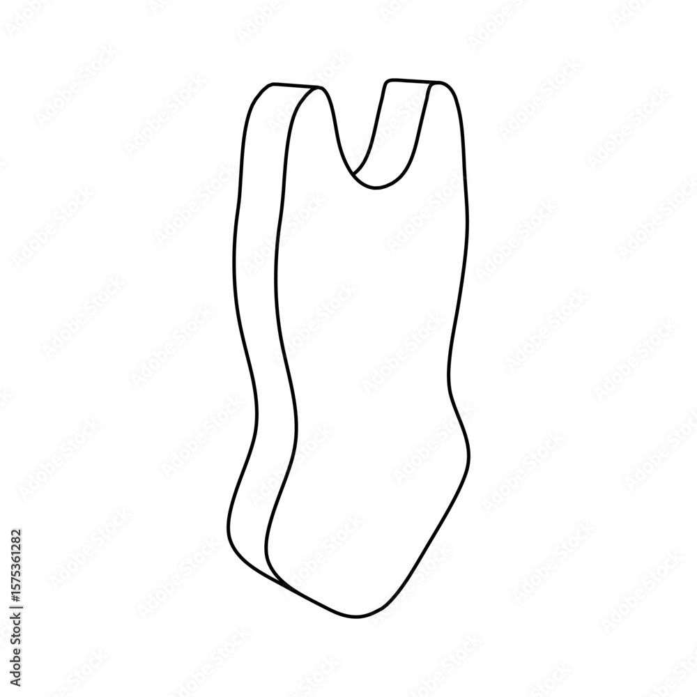 Poster the outline of a large one-piece swimsuit symbol is made with black lines. 3d view of the object in 