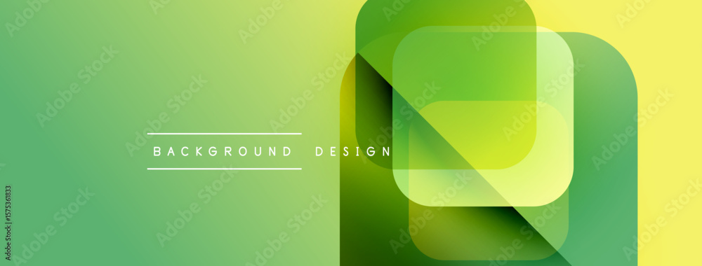 Poster abstract geometric shapes overlap. gradient colorsgreen, yellowcreate modern visual effect. text rea