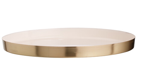 Gold metal round tray cut out isolated transparent background