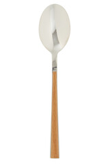 Spoon with wooden handle cut out isolated transparent background