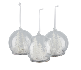 Christmas glass ball set with animals inside cut out isolated transparent background