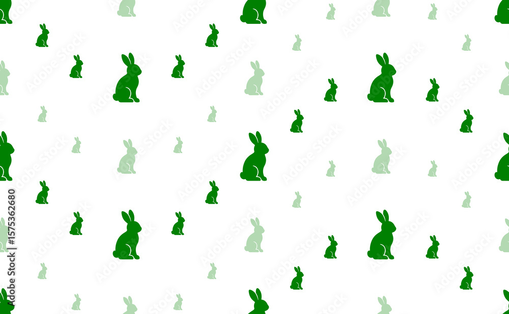 Aufkleber Seamless pattern of large and small green rabbit symbols. The elements are arranged in a wavy. Illustration on light green background