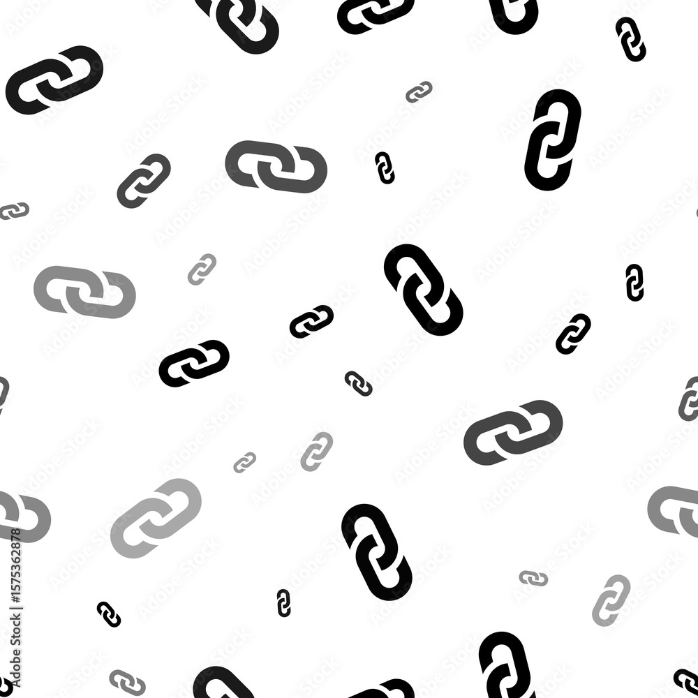 Poster seamless vector pattern with chain symbols, creating a creative monochrome background with rotated e