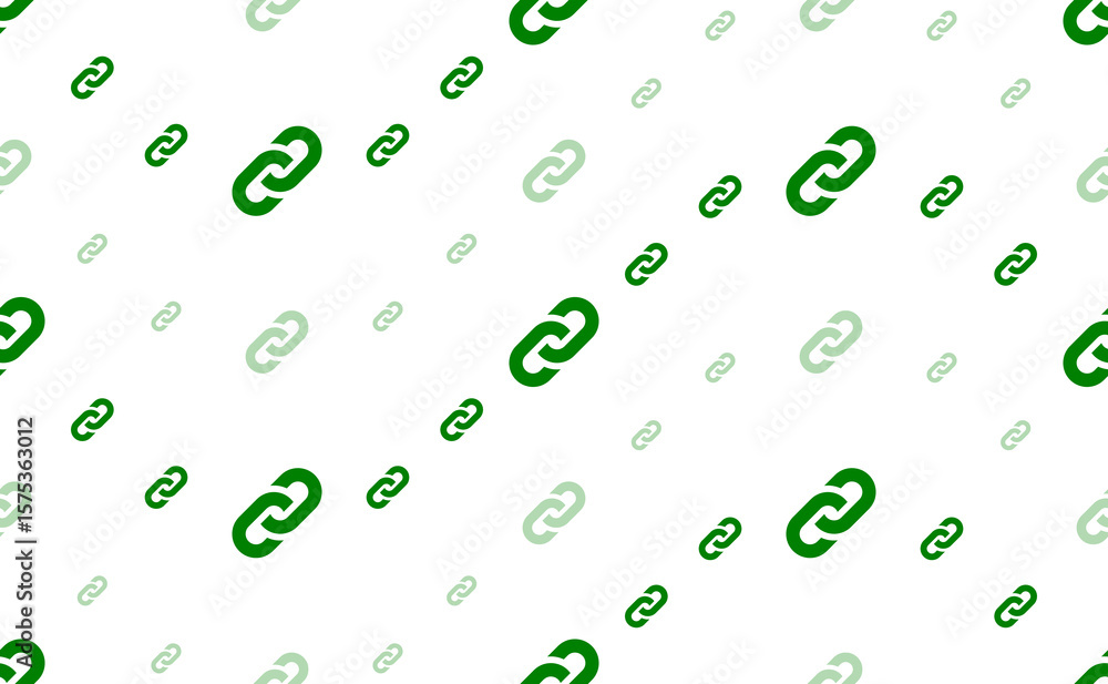 Aufkleber Seamless pattern of large and small green chain symbols. The elements are arranged in a wavy. Illustration on light green background