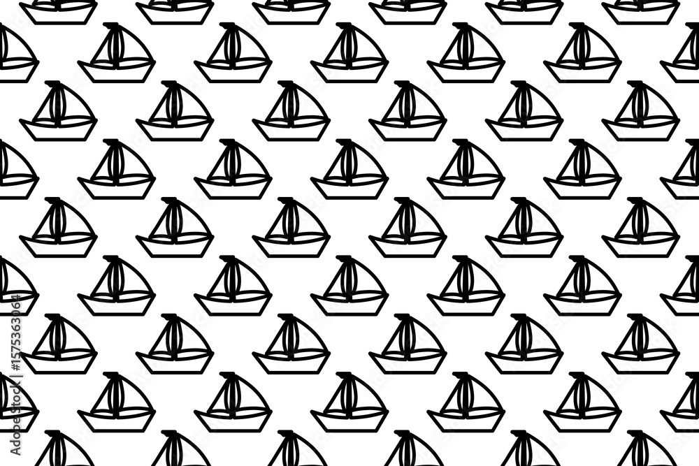Aufkleber seamless pattern completely filled with outlines of sailing boat symbols. elements are evenly spaced
