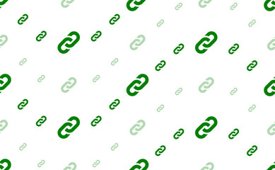 Seamless pattern of large and small green chain symbols. The elements are arranged in a wavy. Illustration on light green background